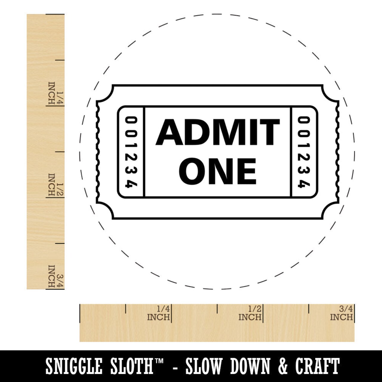 Classic Admit One Movie Raffle Ticket Rubber Stamp for Stamping Crafting Planners